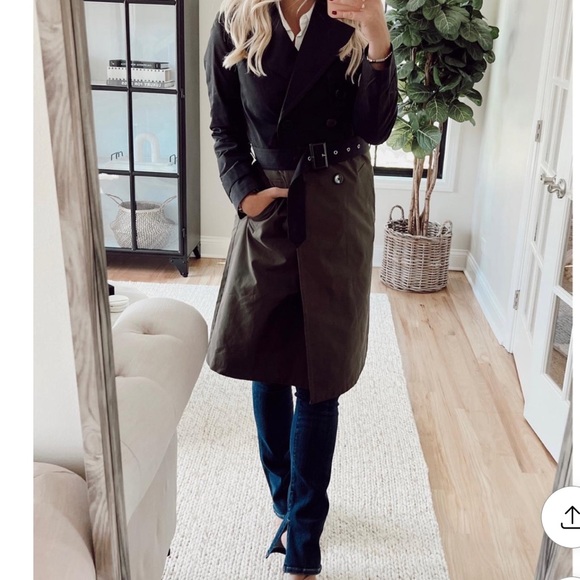 NWT Express Color Block Nylon Belted Trench Coat - Picture 1 of 11